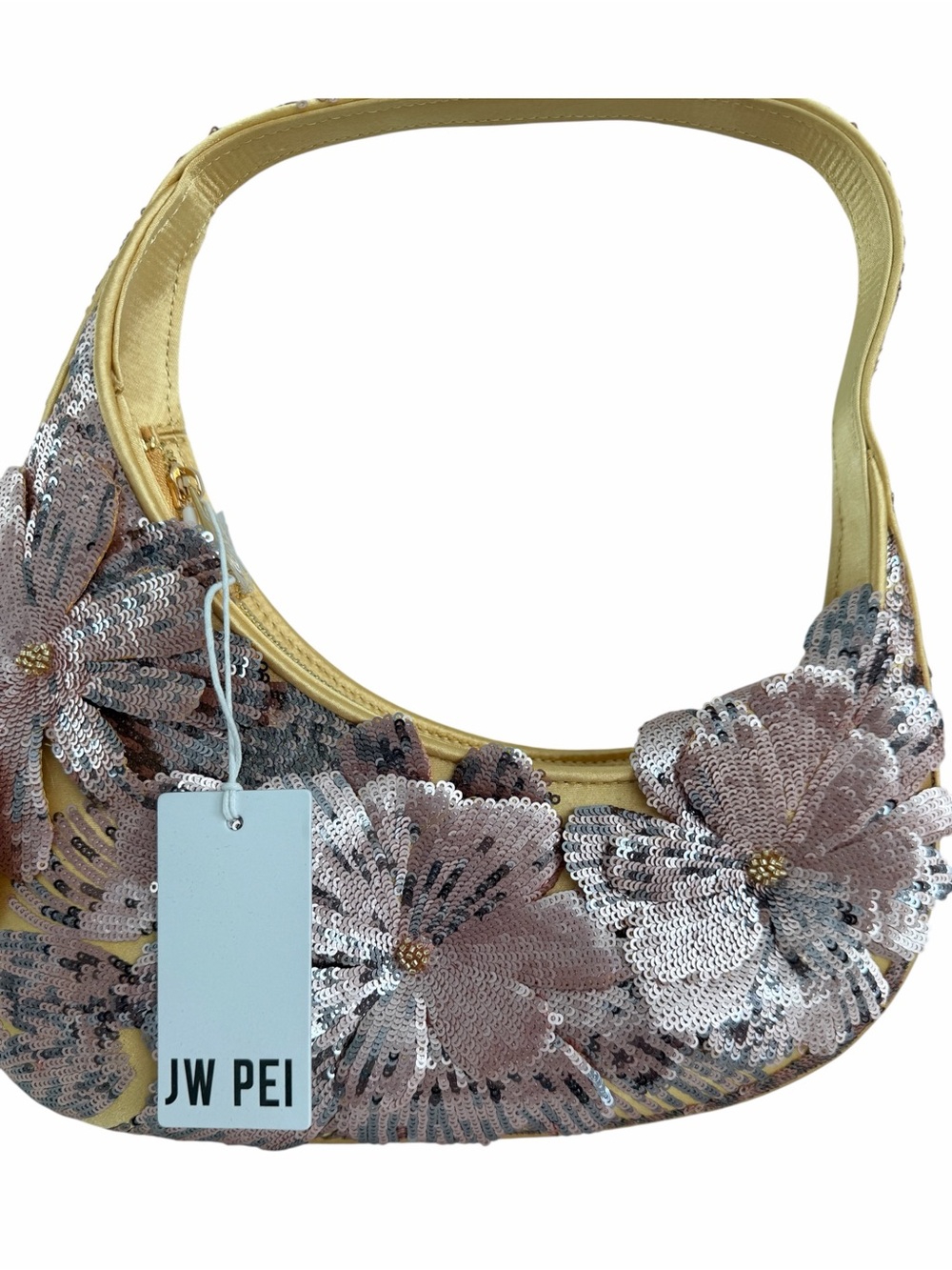 NWT JW PEI | Harlee Shoulder Bag with Pink Sequin Flower Appliqués